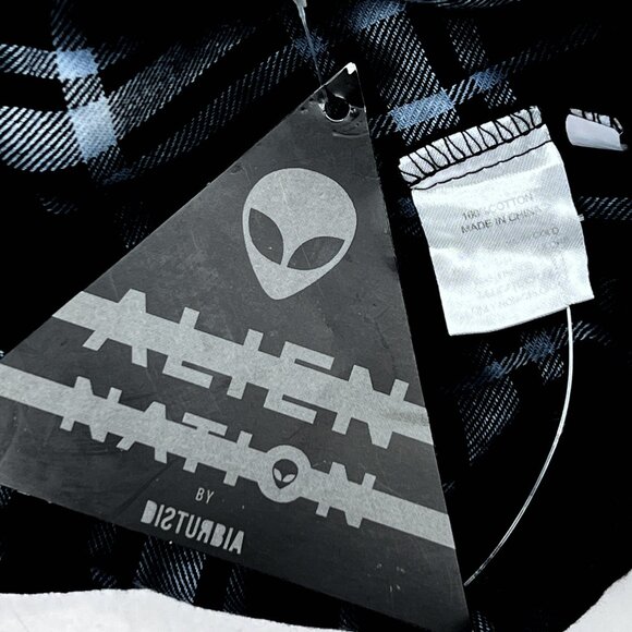 Disturbia Alien Nation Outsider Overdyed Teal Plaid Check Mini Dress Sz XL - NWT - Picture 4 of 6